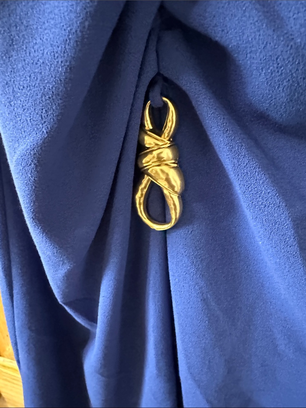Donna Karan Cobalt Blue Midi Dress with Gold Loop Detail - Picture 3 of 6